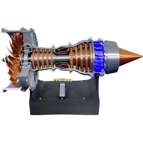 Generisch Turbofan-Flugzeugmotor-Modellbausatz, TR900 simuliertes Funktionelles Flugzeugmotormodell, pädagogisches Physik-Experimentierspielzeug für Erwachsene (50+PCS),Blue Light von Generisch