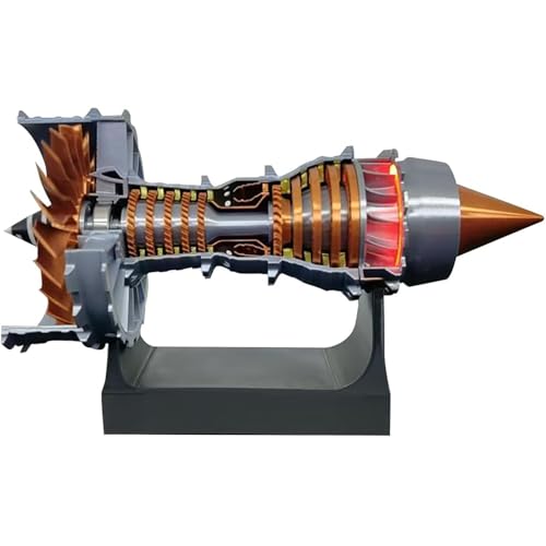 Generisch Turbofan-Flugzeugmotor-Modellbausatz, TR900 simuliertes Funktionelles Flugzeugmotormodell, pädagogisches Physik-Experimentierspielzeug für Erwachsene (50+PCS),Red Light von Generisch