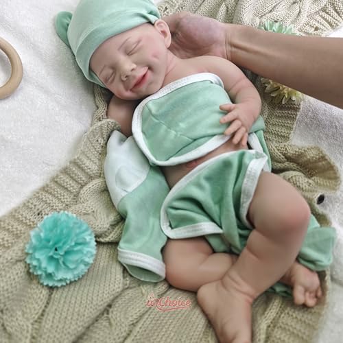 Generisch Ultrarealistische Neugeborenenpuppe mit offenem Mund – lebensechte, schlafende 44 cm große Vollsilikon-Babypuppe für ältere Menschen als Thanksgiving-Überraschungsgeschenk von Generisch