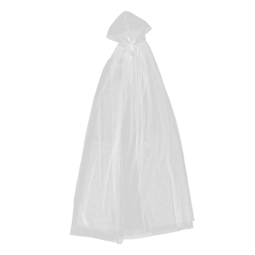 Generisch Vampir-Umhang Kapuzenmantel für Damen weißer Umhang Kapuzenmantel für Halloween Halloweenkostüm Umhang mit Kapuze Halloween-Hexenkostüm Festival Umhang Halloween Cape Gittergewebe von Generisch