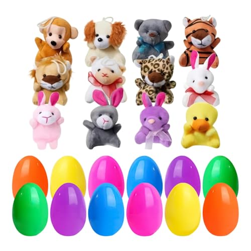 Generisch Vorgefüllte Ostereier, Ostereier mit Plüschtieren | 12x Holiday Stuffer Plushies Puppe,Ostereier mit Tierplüsch für Kinder, gefüllt von Generisch