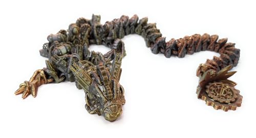 Generisch Wapu3D Cyberpunk Steampunk Drache 60cm 3D gedruckte Deko-Figur, Irisierend Mehrfarbig (Gold/Kupfer/Silber) von Generisch