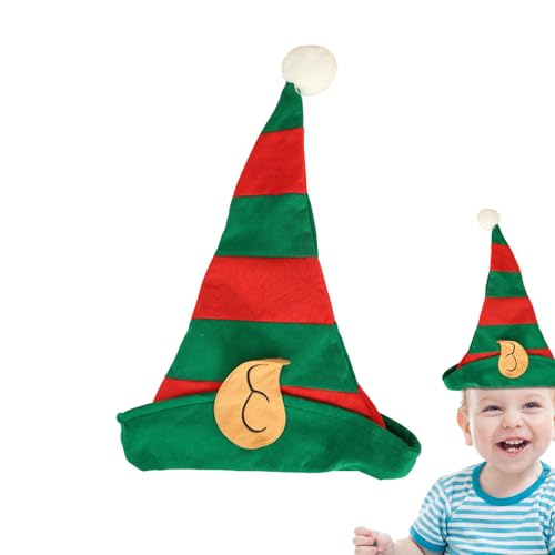 Generisch Weihnachten Santa Hut - Gold Samt, bequemer Weihnachtshut, Santa Claus Hatt | Elfs Hüte für Kinder Erwachsene Xmass Party spielen Halloween Novel Stripe (Red & Green) von Generisch