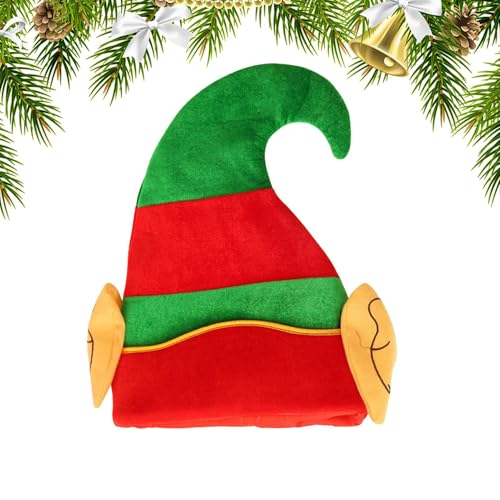 Generisch Weihnachten Santa Hut - Gold Samt, bequemer Weihnachtshut, Santa Claus Hatt | Elfs Hüte für Kinder Erwachsene Xmass Party spielen Halloween Novel Stripe (Red & Green) von Generisch