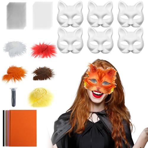 Generisch Weiße Katzenmaske | Unbedruckte Tiermasken Zum Verkleiden | Bastelset Mit Netzstoff Und Samtstoff-Zubehör Für Karneval Cosplay Party Maskerade Generisch Weiße Katzenmaske | Unbedruckte Tiermasken Zum Verkleiden | Bastelset Mit Netzstoff Und Samtstoff-Zubehör Für Karneval Cosplay Party Maskerade von Generisch