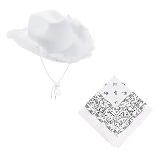 Generisch Westen Kostü Karneval Mottoparty Cowgirl Hut Damen Partybrille Accessoires Cowgirl Hut Cowboy Hut für Erwachsene Rodeo Reiter Wilder Kostüm Damen Hippie Karnevalskostüm Damen Xxl von Generisch