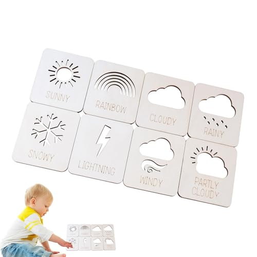 Generisch Wetter-Holzbrett,-Wetterbrett-Lernspielzeug für Kinder - Tragbare Wetter-Puzzles aus Holz, pädagogisches Wetter-Puzzlespielzeug für Kleinkinder von Generisch