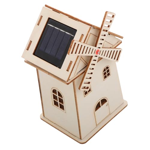 Generisch Windmühlen-Ornamente aus Holz Wissenschaftliche Solarwindmühle Kinderspielzeug zum Zusammenbauen DIY solarbetriebenes Wissenschaftliche Experimente für hölzern von Generisch