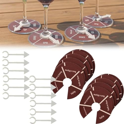 Generisch Wine Not Spin-Spaß-Trinkspiele für Erwachsene, Weinglas-Spinner-Partyspiel für Paare, Shot-Roulette-Trinkspiel für Junggesellenabschiede (12pcs) von Generisch