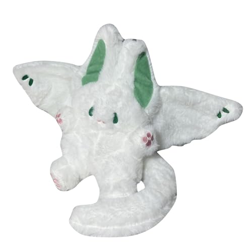 Generisch Wolfsset Zweiteilig Fledermausohren Kaninchen Kuscheliges weißes Häschen Stofftier Kissen Umarmung für Mädchen & Kinder Verkleidung (White, 30cm) von Generisch