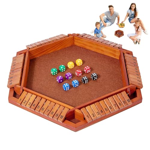 Generisch Wood Shut The Box - Shut The Box Spiel | Holztischspiel | Würfelspiel aus mit Würfeln | Double Shutter Number Game 10 Numbers for Family Classroom Home Party Playing Accessoriess von Generisch