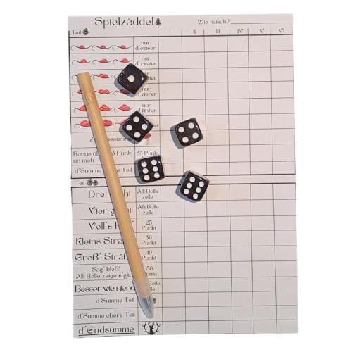 Generisch Würfelspiel Spielzäddel Bollehuet DIN A5 Spielblock mit Stift und 5 Würfel (schwarz) von Generisch