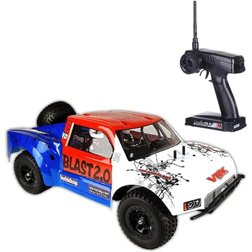 Generisch Zwei-Gang-Nitro-RC-Car für Erwachsene 1/10 20,9 Zoll Gasmotor-Fernsteuerungs-Truck 70 km/h 2,4G 18CXP Nitro-Motor Short Course Rallye-Fahrzeug,Weiß von Generisch