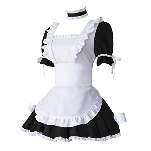 Generisch the Maid Anime Cosplay Damen Magd Kostüm Cutecore Clothing Black Dress Kleid Gothic Lolita Dresses Dornröschen Jacke Clothes Cheerleader Kleidung Outfit Helloween Choso Anhänger von Generisch