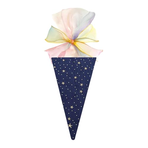 Geschwister Schultüte Mini Schultüte,Mini Schultüte Geschenktasche, 49 cm, Sternenmuster in Blau, Stoffbeutel mit Schleife, Geschenkverpackung für Einschulung und Feste (Dunkelblau) von Generisch