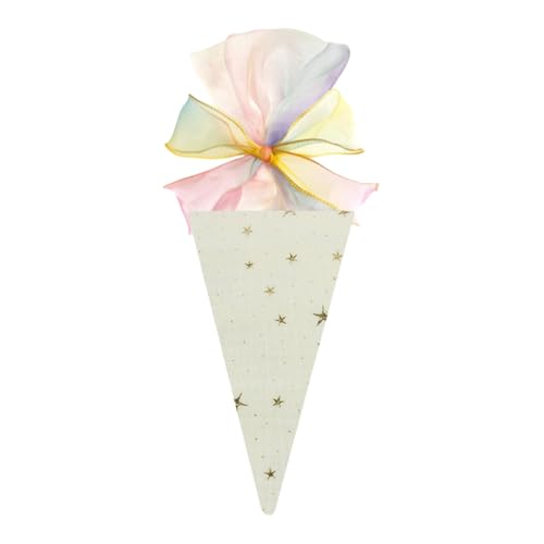 Geschwister Schultüte Mini Schultüte,Mini Schultüte Geschenktasche, 49 cm, Sternenmuster in Blau, Stoffbeutel mit Schleife, Geschenkverpackung für Einschulung und Feste (Grün) von Generisch