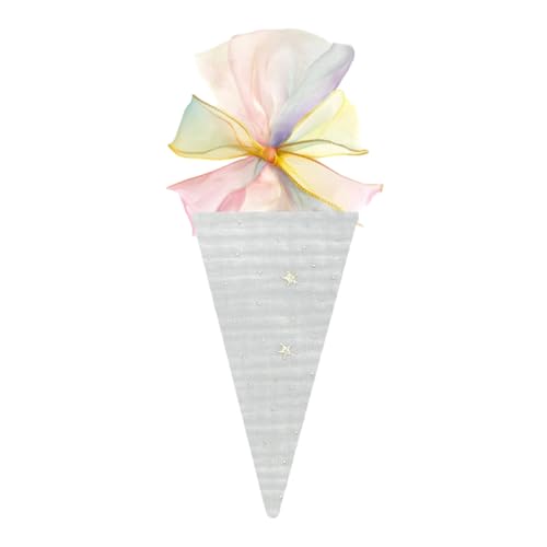 Geschwister Schultüte Mini Schultüte,Mini Schultüte Geschenktasche, 49 cm, Sternenmuster in Blau, Stoffbeutel mit Schleife, Geschenkverpackung für Einschulung und Feste (Hellblau) von Generisch