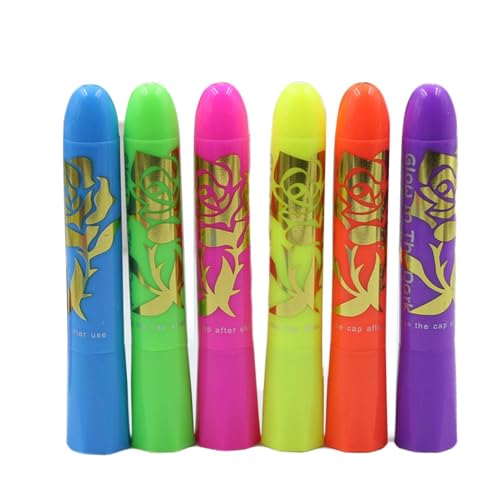 Gesichtsfarbe - 6pc Neon Face & Body Paint Stift Set | Glühen Im Dunklen Körper Malen | Waschbares, Schnell Dauerhaftes Make-up Für Partys, Festivals, Cosplay, Themen-Hochzeiten Und Nachtveranstaltung Gesichtsfarbe - 6pc Neon Face & Body Paint Stift Set | Glühen Im Dunklen Körper Malen | Waschbares, Schnell Dauerhaftes Make-up Für Partys, Festivals, Cosplay, Themen-Hochzeiten Und Nachtveranstaltung von Generisch