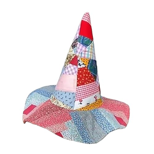 Gesteppter Hexenhut, Halloween-Kostüme, Zubehör, handgefertigte Steppdecke, Hexenhut, Vintage-Stil, Landhausstil, Halloween-Kopfschmuck von Generisch