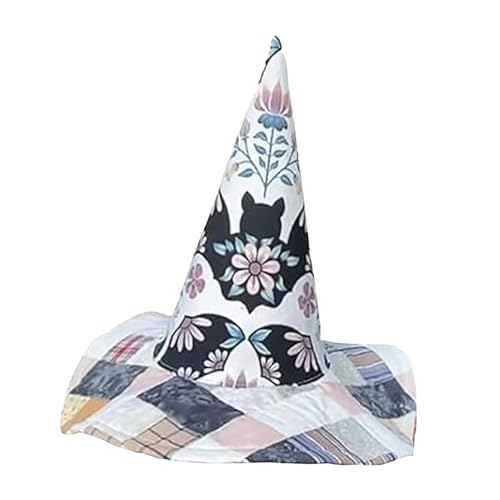 Gesteppter Hexenhut, Halloween-Kostüme, Zubehör, handgefertigte Steppdecke, Hexenhut, Vintage-Stil, Landhausstil, Halloween-Kopfschmuck von Generisch