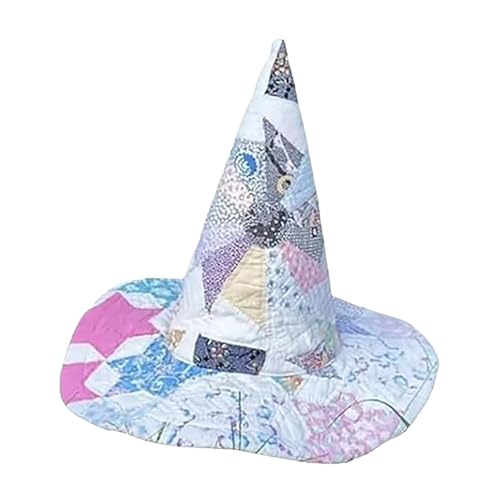 Gesteppter Hexenhut, Halloween-Kostüme, Zubehör, handgefertigte Steppdecke, Hexenhut, Vintage-Stil, Landhausstil, Halloween-Kopfschmuck von Generisch