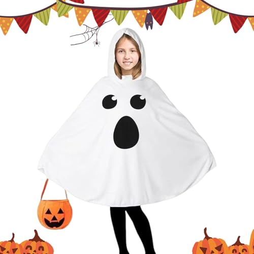 Ghost Poncho, 19,29 Zoll Kapuze-Halloween-Umhang für niedliche Rollenspiele mit einfachem Dress-up-Design, Kostüm für Kindergärtner und gruselige Events Baumwolle 110 cm, 120 cm Ghost Poncho, 19,29 Zoll Kapuze-Halloween-Umhang für niedliche Rollenspiele mit einfachem Dress-up-Design, Kostüm für Kindergärtner und gruselige Events Baumwolle 110 cm, 120 cm von Generisch