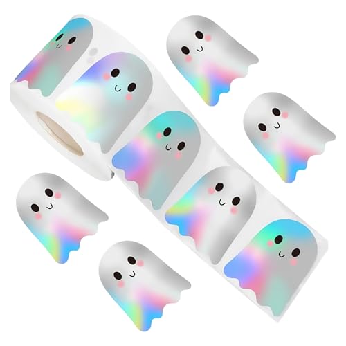 Ghosts Halloween Stickers, wasserdichte Aufkleber Fensterdekorationen, Niedliche Stickerrolle, Holografische, Wasserfeste Und Selbstklebende Dekorative Sticker,Wand Tür Fenster Deko Aufkleber von Generisch