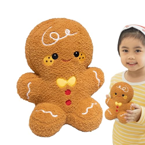 Gingerbread Man Weihnachts Plüschfigur,Plüsch Lebkuchenmann Spielzeug | Kuscheliger Umarmungs Spielzeug Puppe Für Kinder Erwachsene Sofa Bett Auto von Generisch
