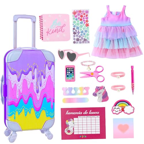 Girl Doll Travel Play Clothes, Mädchen Puppenzubehör 18 Zoll | 18 Zoll Doll Reisegepäck Set | 17 Pack -Kleidungsstück Dress Up & vorgeben Vorlieferungen für Schlafzimmer Wohnzimmer Girl Doll Travel Play Clothes, Mädchen Puppenzubehör 18 Zoll | 18 Zoll Doll Reisegepäck Set | 17 Pack -Kleidungsstück Dress Up & vorgeben Vorlieferungen für Schlafzimmer Wohnzimmer von Generisch