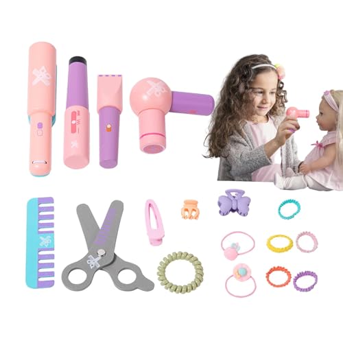 Girls Friseur Playset - Toy Beauty Salon Kit mit Haarzubehör, tat Barbershop Set | Kinder Rollenspiele Haarstyling -Werkzeuge, lustiger Dress -up -Haartrockner und Make -up -Spielzeug für kleine Styli von Generisch