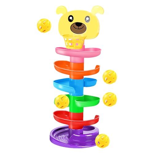 Gleis drehender Rutschkugelturm, stapelbares rollendes Kugelspielzeug | Niedlicher Stapelturm mit 6 Ebenen und 5 rollenden Kugeln | Vorschul-Lernspiele, pädagogische, tragbare, abnehmbare von Generisch