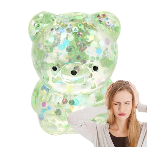 Glitzerbär Squeeze Toy | Squeeze Ball Niedlicher Bär geformt | Mini Gumdrop Squishy Fidget Toy mit langsamer Abpraller | Gummibärchen dehnbarer Stressabbau hüpft Spielzeug für Kinder und Erwachsene von Generisch