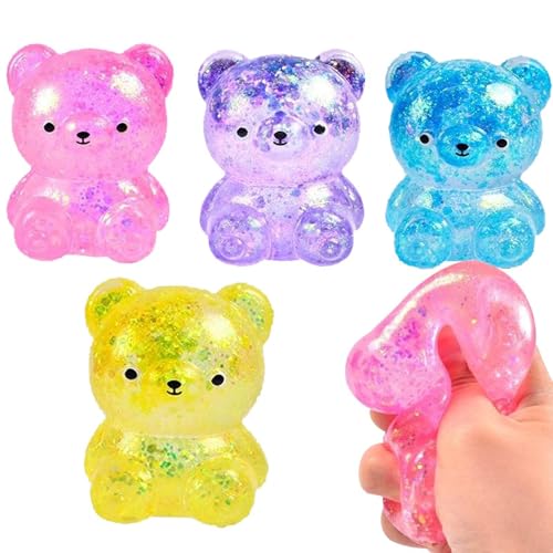 Glitzerbär Squishey Squeeze Toys, 4 Stücke Gummibärchen Squishy Zappet Toys, Ostern Dehnbarer Zappelspielzeug, bärens Sie Stress Ball Für Menschen Mit ADHS Glitzerbär Squishey Squeeze Toys, 4 Stücke Gummibärchen Squishy Zappet Toys, Ostern Dehnbarer Zappelspielzeug, bärens Sie Stress Ball Für Menschen Mit ADHS von Generisch