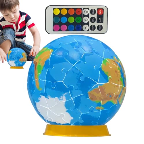 Globe Model 3D -Rätsel, 3D Jigsaw Global Modell - Globales Puzzlespielzeug mit LED -Beleuchtung | Nachtlicht- und Bildungsmerkmal, einstellbare Modi für Zuhause, Schule, Innenräume Globe Model 3D -Rätsel, 3D Jigsaw Global Modell - Globales Puzzlespielzeug mit LED -Beleuchtung | Nachtlicht- und Bildungsmerkmal, einstellbare Modi für Zuhause, Schule, Innenräume von Generisch