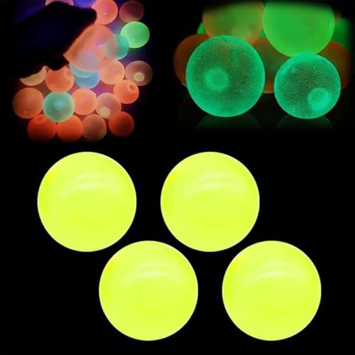 Glorbs Bälle, 4 Pack leuchtet in der dunklen Decke Bälle, super weich klebrig leuchtet Bälle, Bounce Back Bunte Fluoreszierende Fidget Spielzeug, Sensorik Spielzeug Jumping Stress Relief Bälle von Generisch
