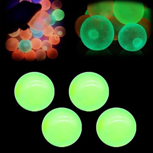 Glorbs Bälle, 4 Pack leuchtet in der dunklen Decke Bälle, super weich klebrig leuchtet Bälle, Bounce Back Bunte Fluoreszierende Fidget Spielzeug, Sensorik Spielzeug Jumping Stress Relief Bälle von Generisch