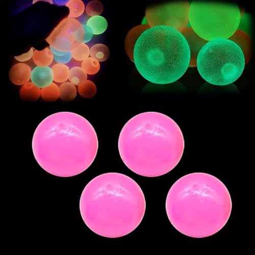 Glorbs Bälle, 4 Pack leuchtet in der dunklen Decke Bälle, super weich klebrig leuchtet Bälle, Bounce Back Bunte Fluoreszierende Fidget Spielzeug, Sensorik Spielzeug Jumping Stress Relief Bälle von Generisch