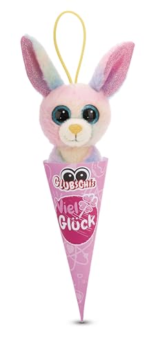 Glubschis Schultüte Kuscheltier Anhänger 9 cm, Hase Rainbow als Back to School Geschenk, Schlüsselanhänger mit großen Glitzeraugen (Rainbow) von Generisch