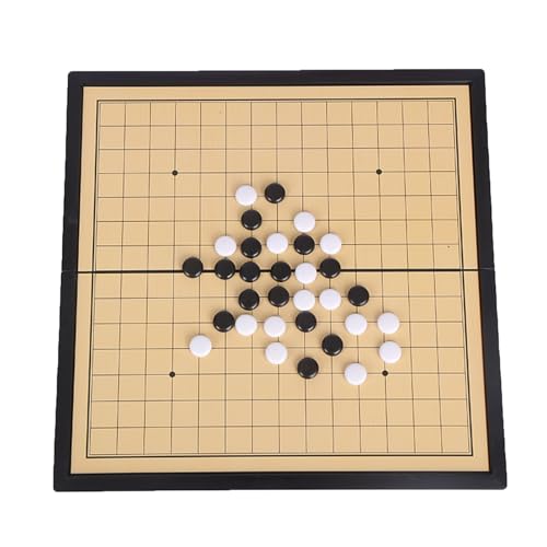 Go-Spiel-Set, mit magnetischen Teilen, Faltbrett und Aufbewahrungsboxen, einzelne konvexe Go-Steine zur Verbesserung strategischer Fähigkeiten und Fokus (Gelb + Schwarz, C) von Generisch