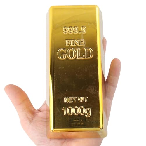 Gold Brick Toy - Realistic Gold Bar Toy Prop | Gefälschte goldene Brick für Handwerksprojekte, Dekoration von Barionken, Kunst Set Kinoset Neuheit, gefälschte Pistole für Witze, Display und Kunst von Generisch