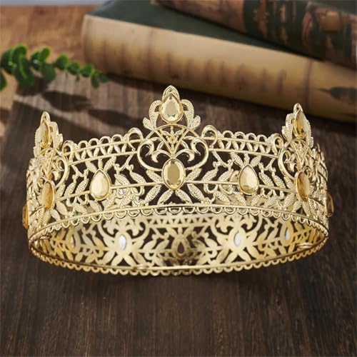 Goldfarbene Königskrone für Herren, königlich mit schwarzen Strasssteinen, Geburtstagskrone für Männer, Hochzeit, Cosplay, Abschlussball, Party, Dekoration, Goldgelb Goldfarbene Königskrone für Herren, königlich mit schwarzen Strasssteinen, Geburtstagskrone für Männer, Hochzeit, Cosplay, Abschlussball, Party, Dekoration, Goldgelb von Generisch