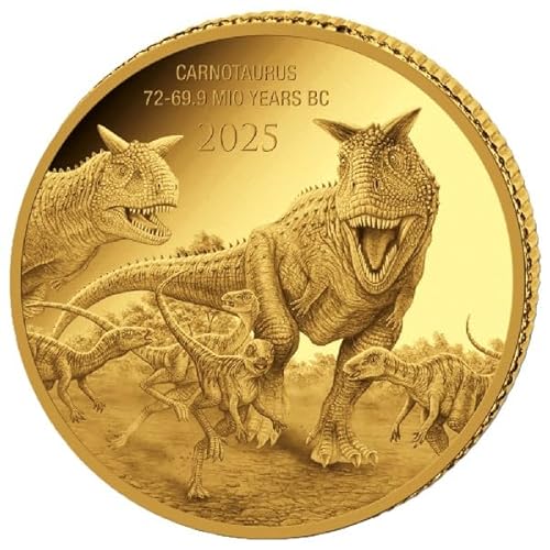 Goldmünze 0,5 Gramm Carnotaurus 2025 - Prehistoric Life II - Polierte Platte Gold Münze von Generisch