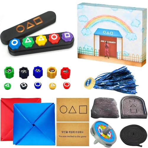 Gonggi Spiel, Squid Spiel Gonggi Game, Traditional Korean Games Set Wie Jebi Chagi, Gong-gi Und DDAKJI Squid Jack Stone Game Set für Kinder,Familienaktivität (U) von Generisch
