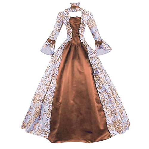 Gothic Hochzeitskleid mit Ärmeln Damen Mode Casual Cosplay Retro Lang Aristokratisches Abendkleid Kurz Gothic Kleider für Frauen, Orange, 3XL von Generisch
