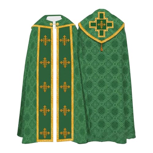 Gothic Kapuzenmantel Umhang Umhang Umhang Fransen Kreuz Umhang Bühnenaufführung Mittelalter Lose Gebetsmantel Vintage Kleidung Set von Generisch