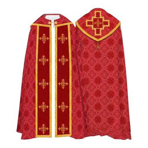 Gothic Kapuzenmantel Umhang Umhang Umhang Fransen Kreuz Umhang Bühnenaufführung Mittelalter Lose Gebetsmantel Vintage Kleidung Set von Generisch