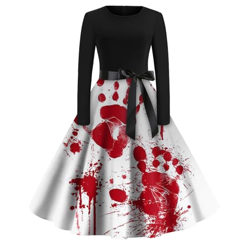 Gothic Kostüm Vampire Nonnenkostüm Böse Halloween Nonne Teufel Blut Skelett Schwarzes Kleid mit Korsett Gespenst Prinzessin Fledermaus Lang Cosplay Mittelalter Braut Dress Skelett Anzug L von Generisch