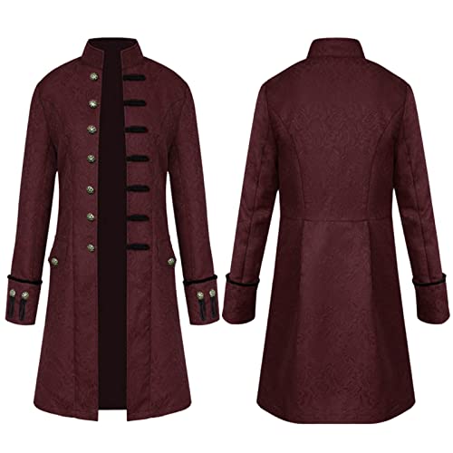 Gothic Mantel Herren - Steampunk Kostüm Herren Vintage Jacke Gehrock Kostüm Viktorianische Smoking Piratenkostüm Uniform Faschingskostüme Männer Karneval Cosplay Verkleidung von Generisch