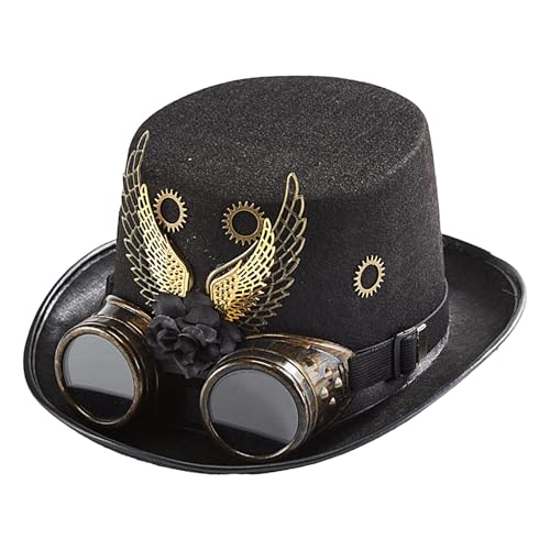 Gothic-Steampunk-Hut, Vintage-Flügel und Ausrüstung, Hut mit abnehmbarer Brille, Gothic-Accessoires für Karneval, Maskerade Gothic-Steampunk-Hut, Vintage-Flügel und Ausrüstung, Hut mit abnehmbarer Brille, Gothic-Accessoires für Karneval, Maskerade von Generisch