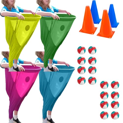 Granny Pants Yard Game for Adults, 1/2/4Pcs Freaky Party Games Pants with 4/8/16 Bouncy Balls and 2/4 Marker Cones, Yard Games Field Day Family Reunion Game Giant Outdoor Game Sets (All Color) von Generisch